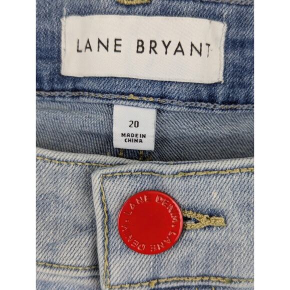 Lane Bryant sz 20 Mid Rise Boyfriend Midi Short cuffs denim rainbows 1141 - Picture 2 of 4